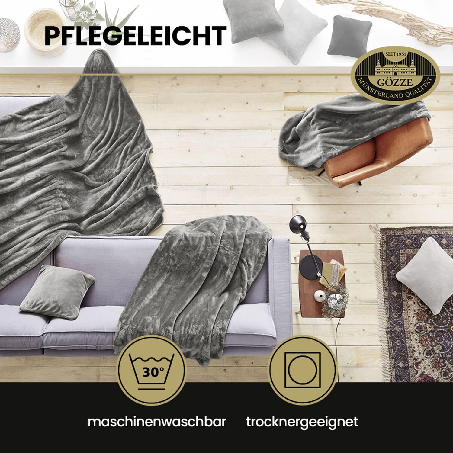Gözze Kuscheldecke Cashmere-Feeling 180x220 220x240 weich pflegeleicht